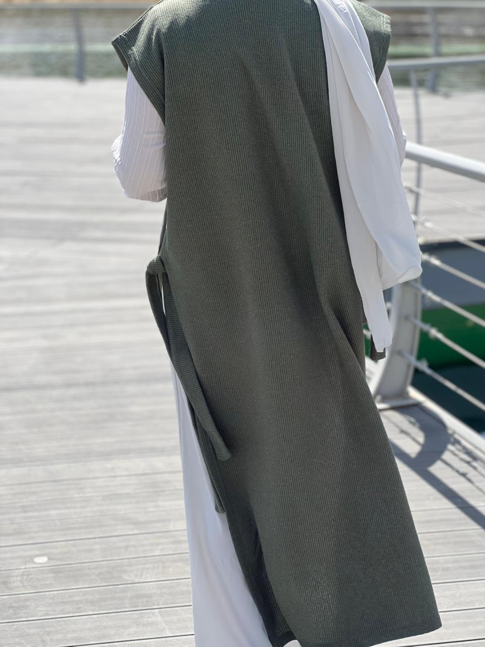 Olive Green Long Vest