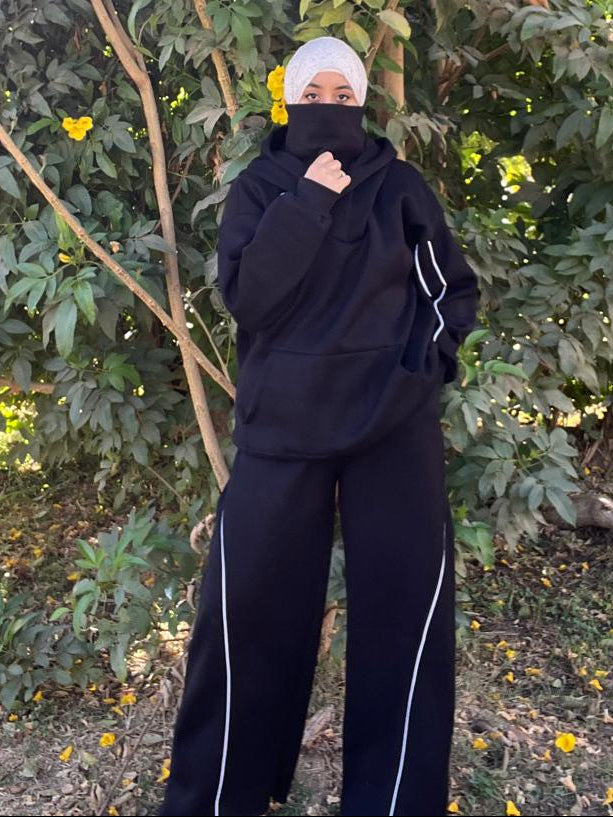 Black oversized hoodie set