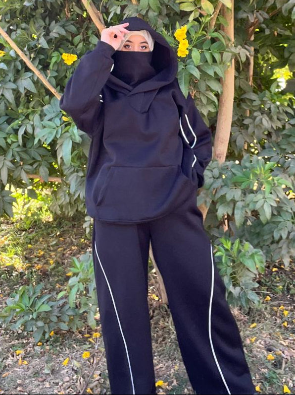 Black oversized hoodie set