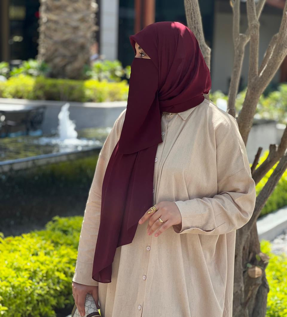 Beige Linen Long Shirt Dress