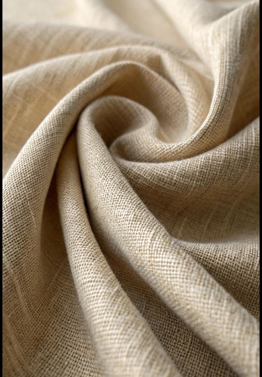 Beige Linen Long Shirt Dress