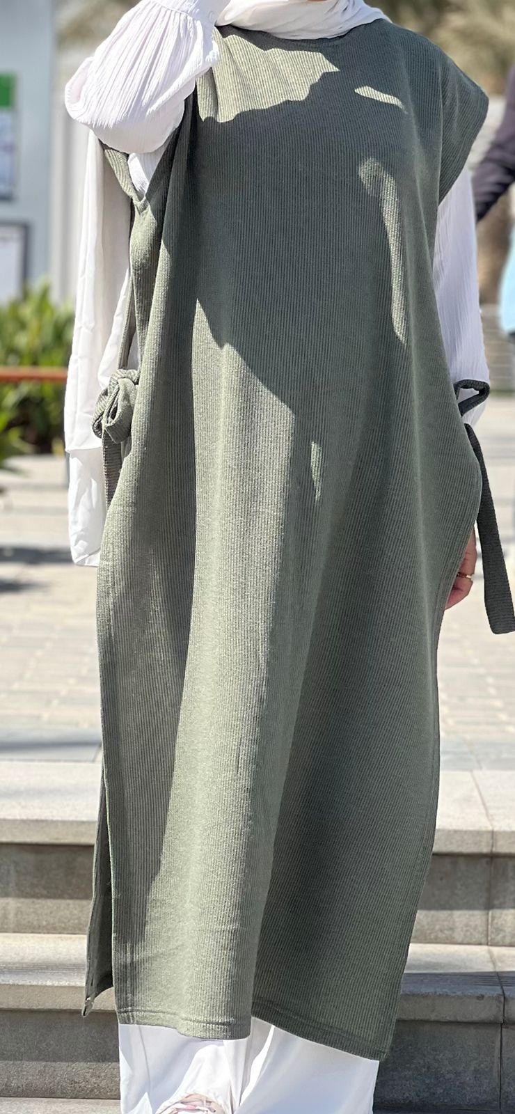 Olive Green Long Vest