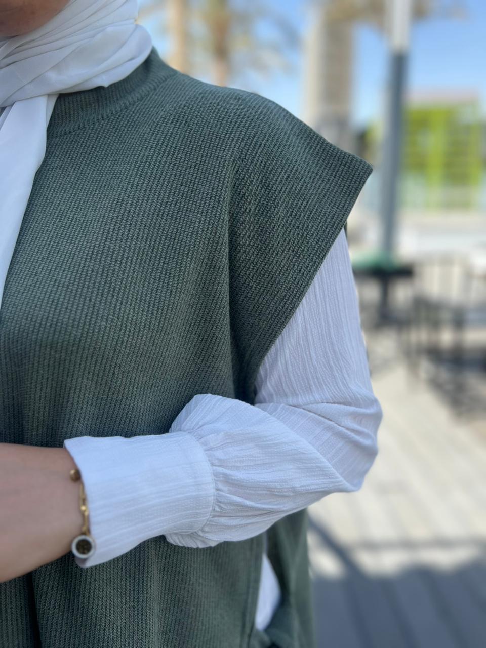 Olive Green Long Vest