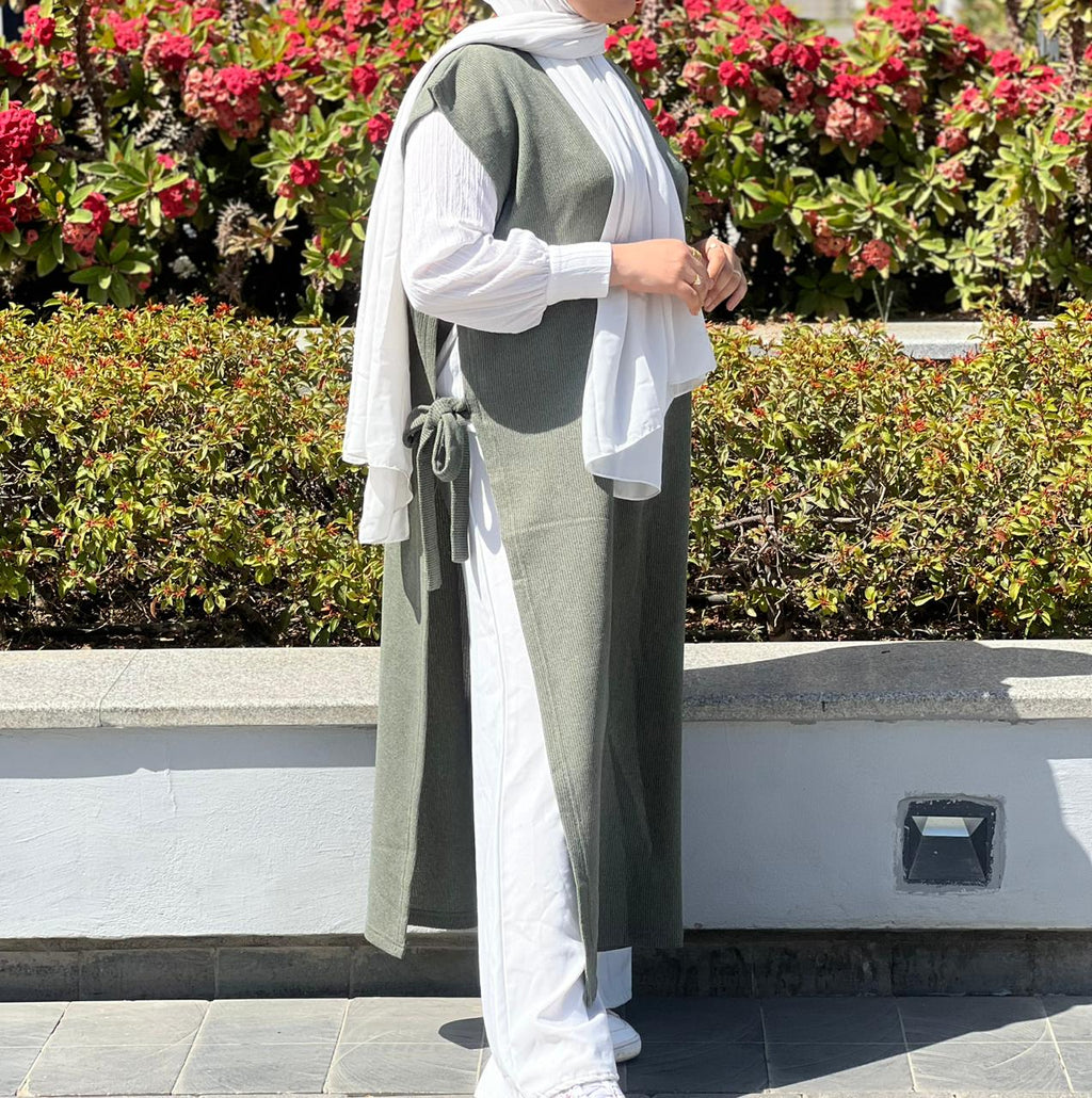 Olive Green Long Vest