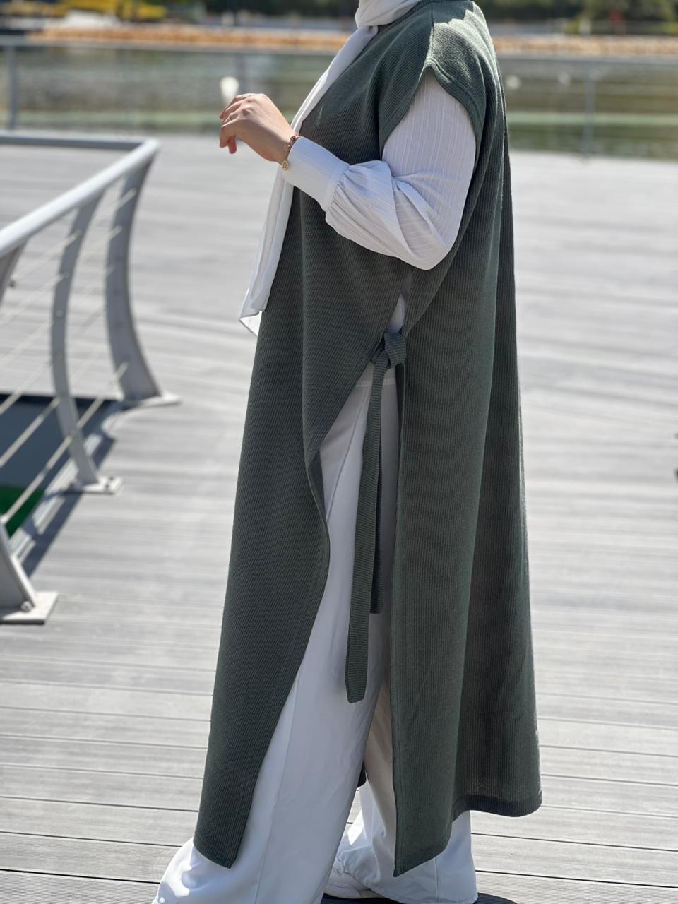 Olive Green Long Vest