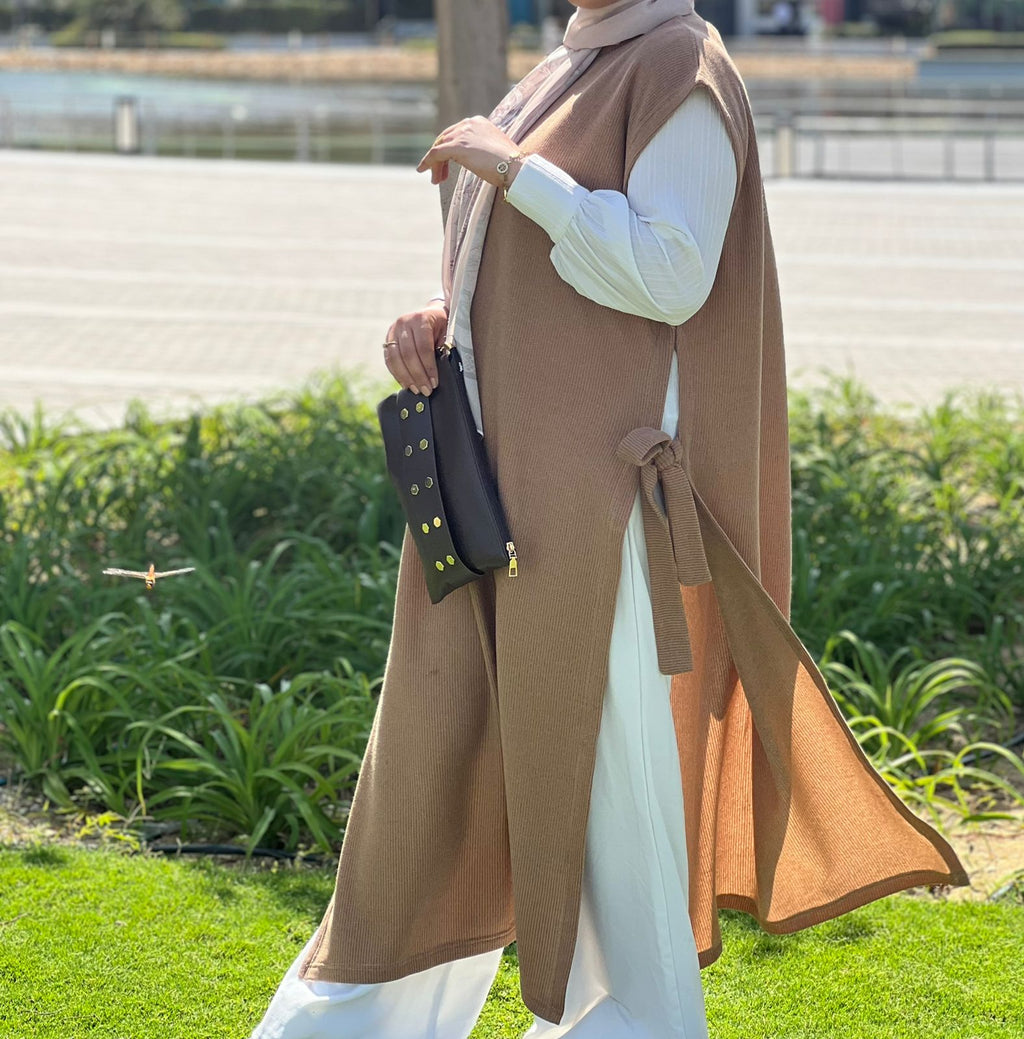Camel Beige Long Vest
