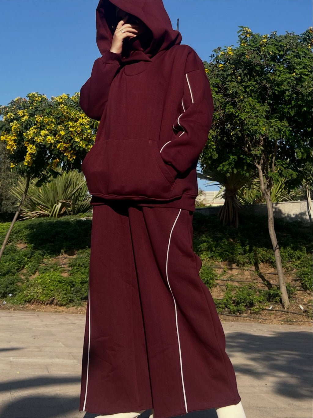 Burgundy Oversized Hoodie Set