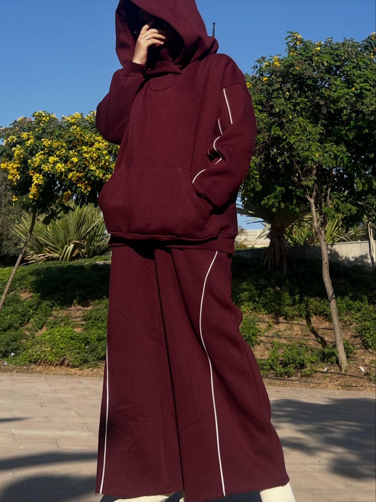 Burgundy Oversized Hoodie Set