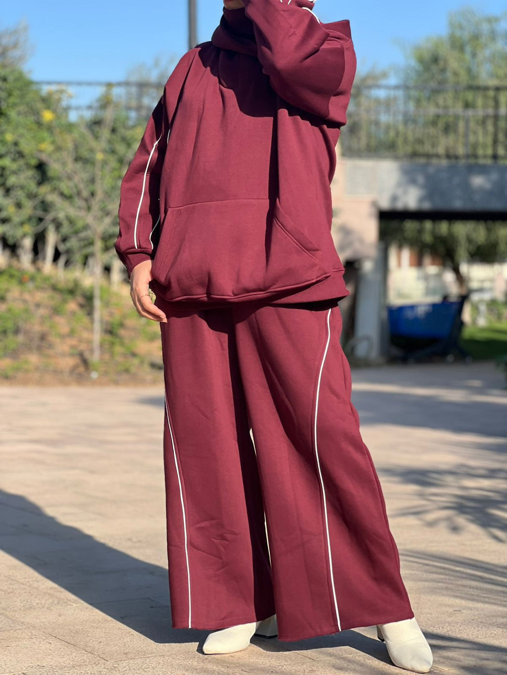 Burgundy Oversized Hoodie Set