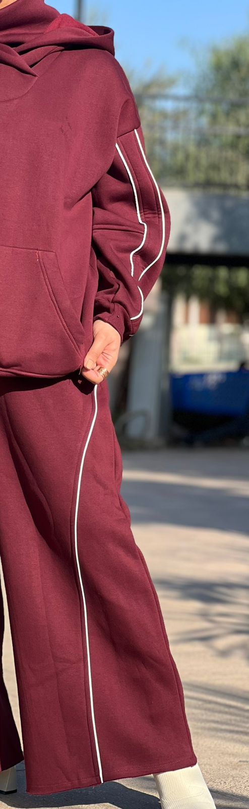 Burgundy Oversized Hoodie Set
