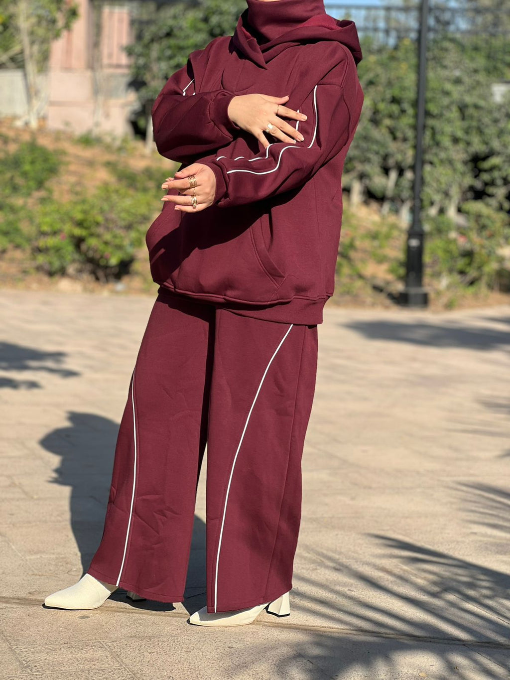 Burgundy Oversized Hoodie Set
