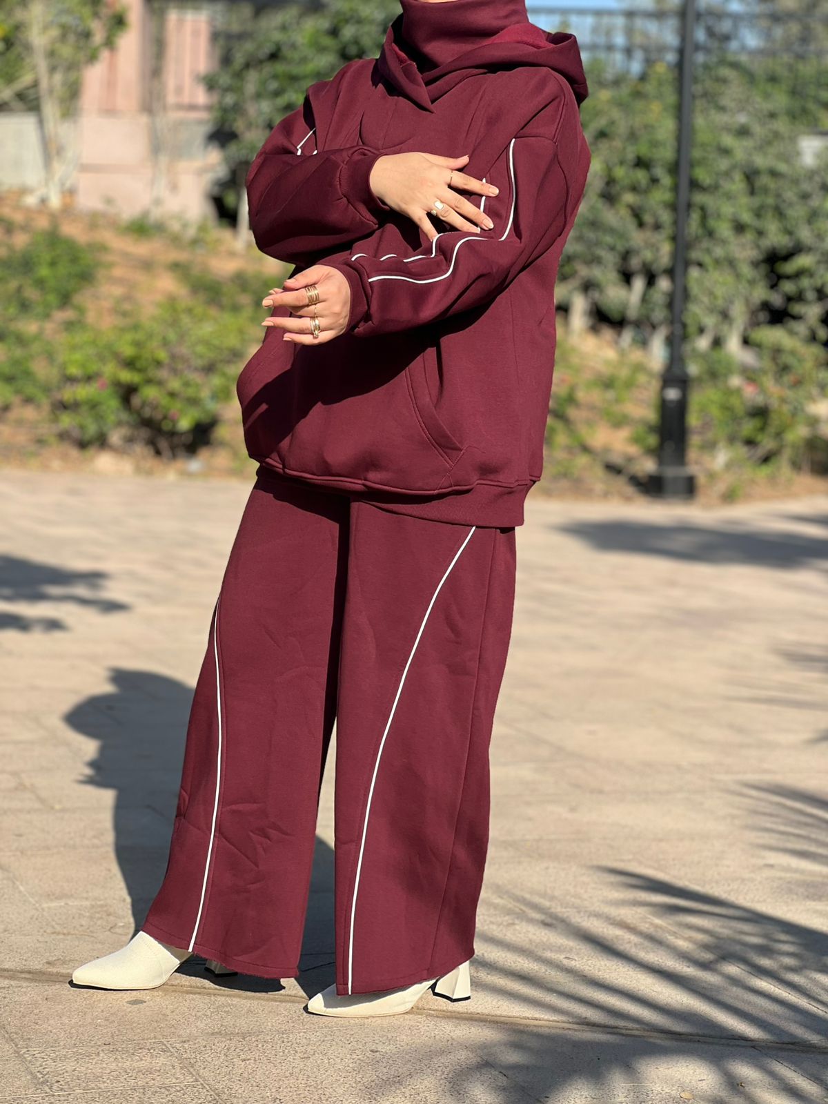 Burgundy Oversized Hoodie Set