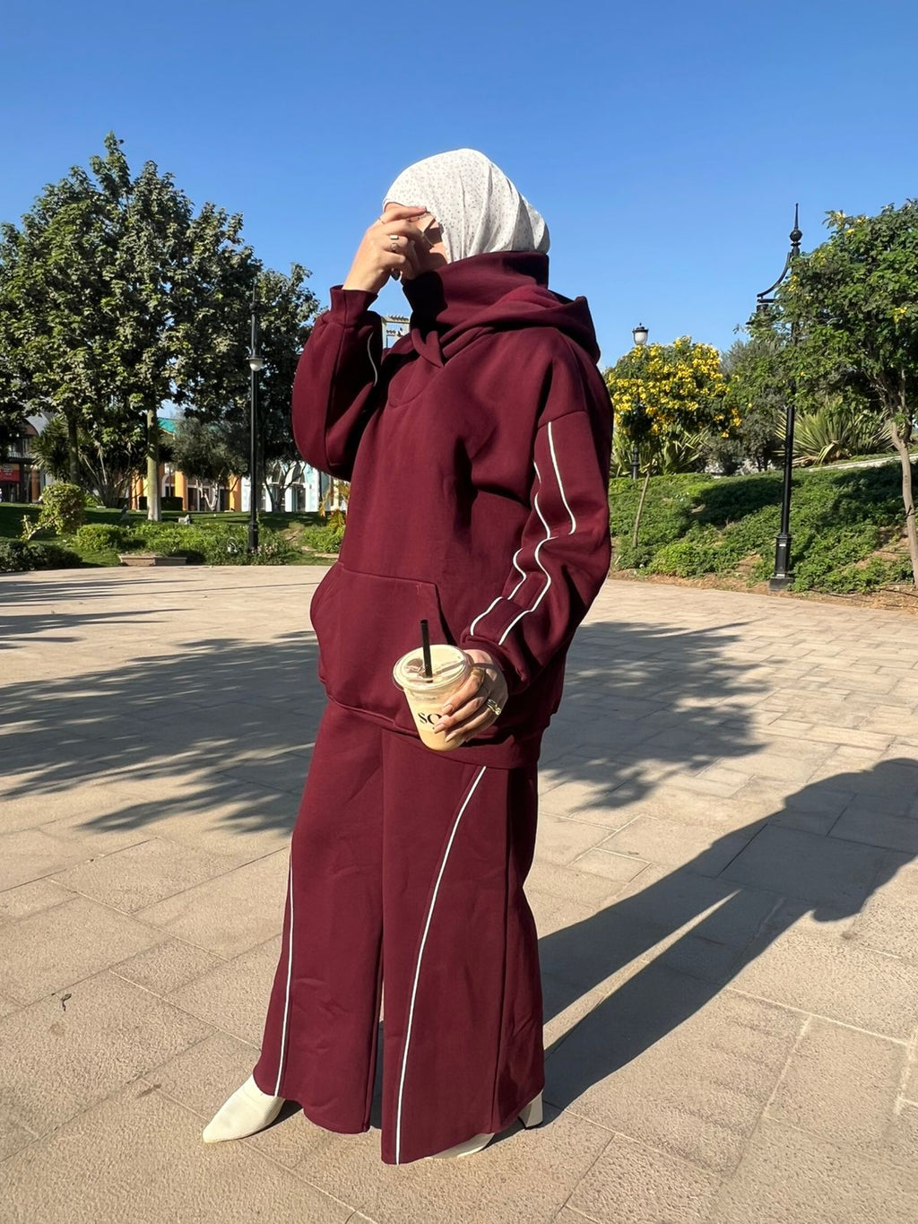 Burgundy Oversized Hoodie Set