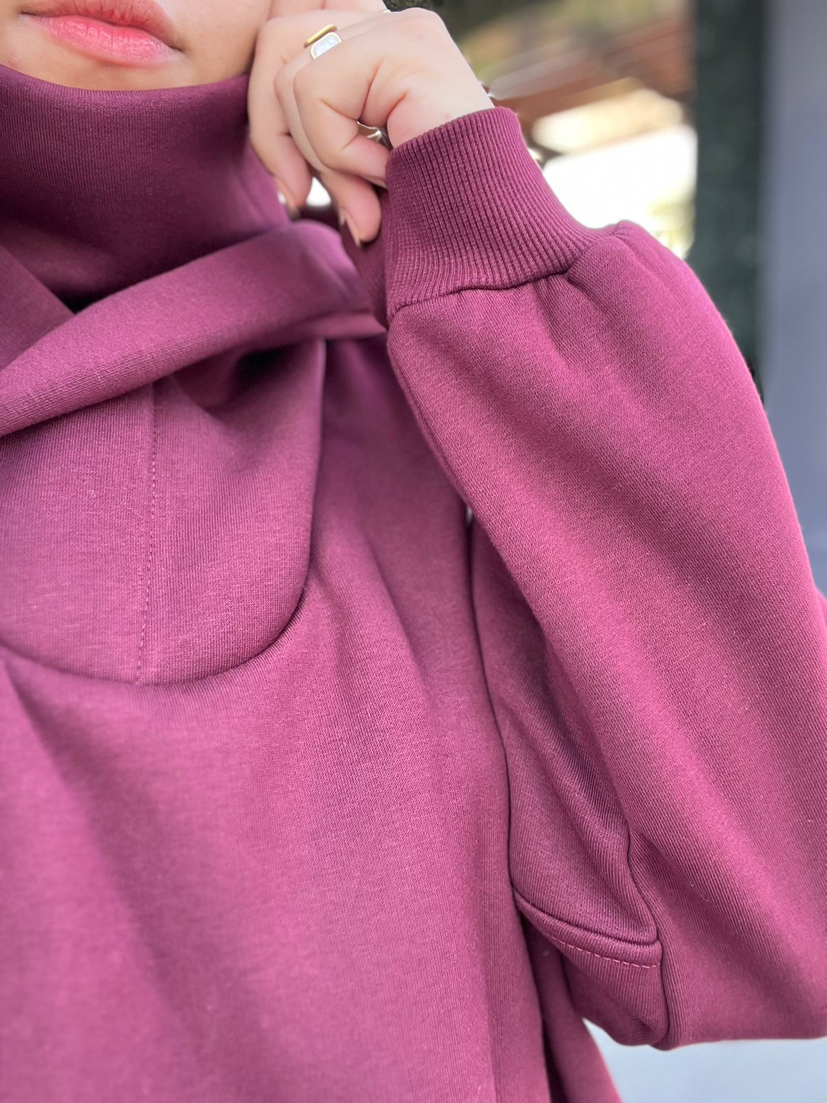 Burgundy Oversized Hoodie Set