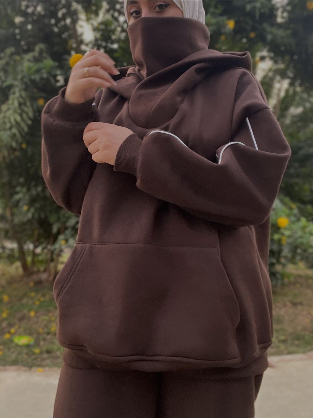 Brown oversized hoodie set