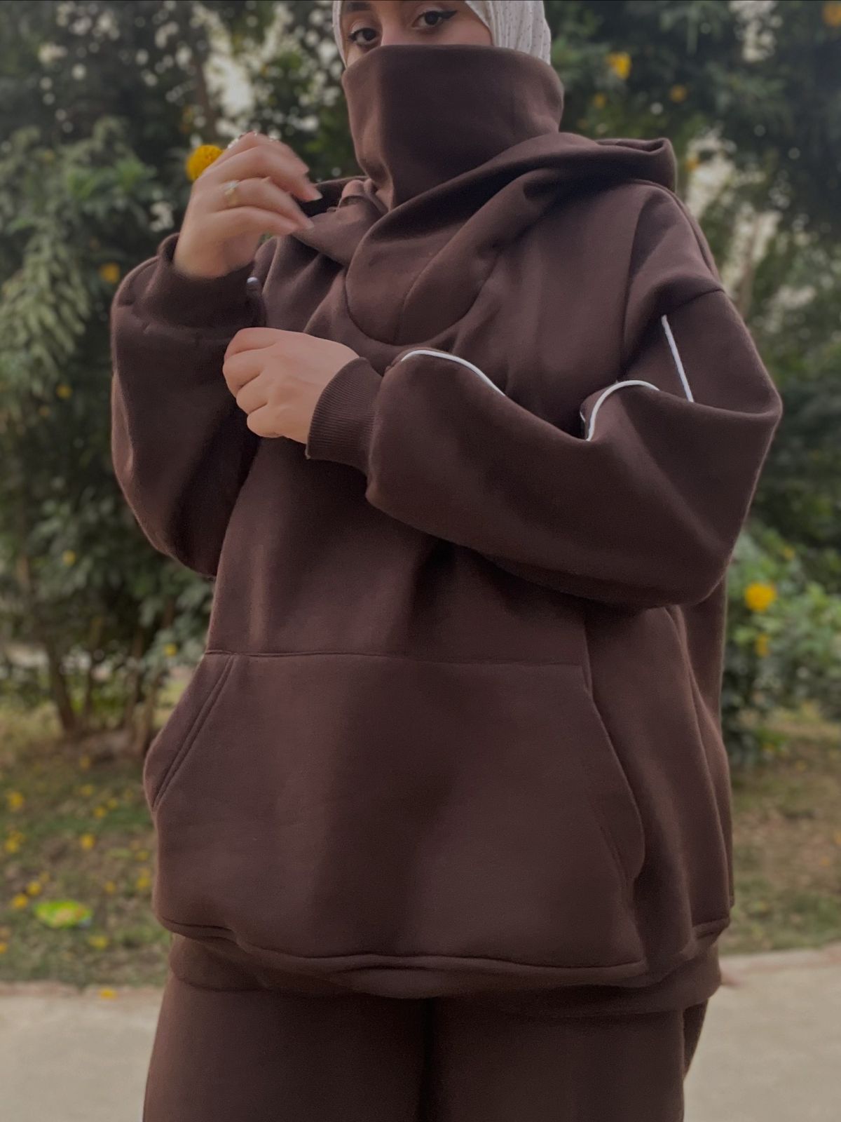 Brown oversized hoodie set