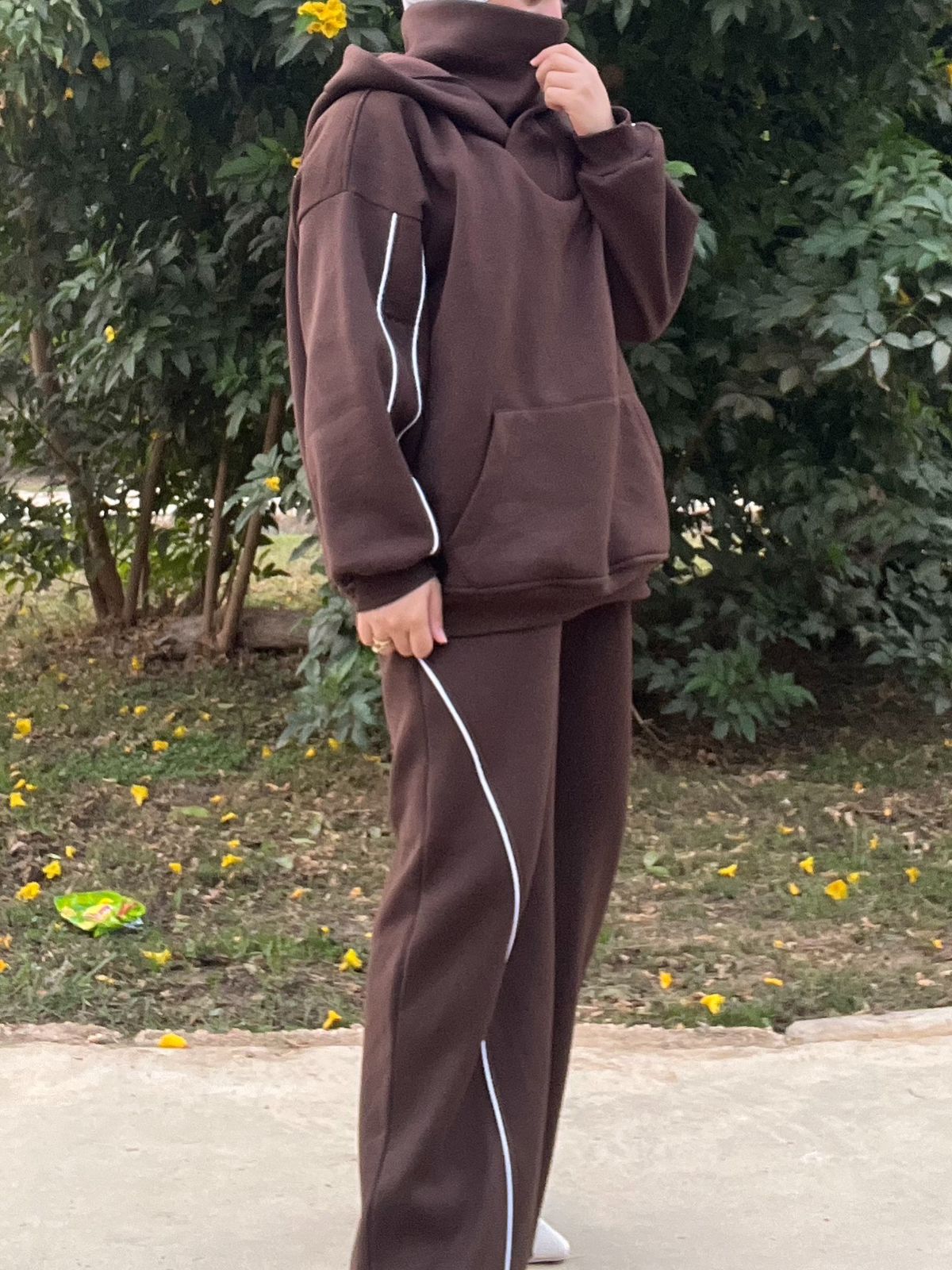 Brown oversized hoodie set