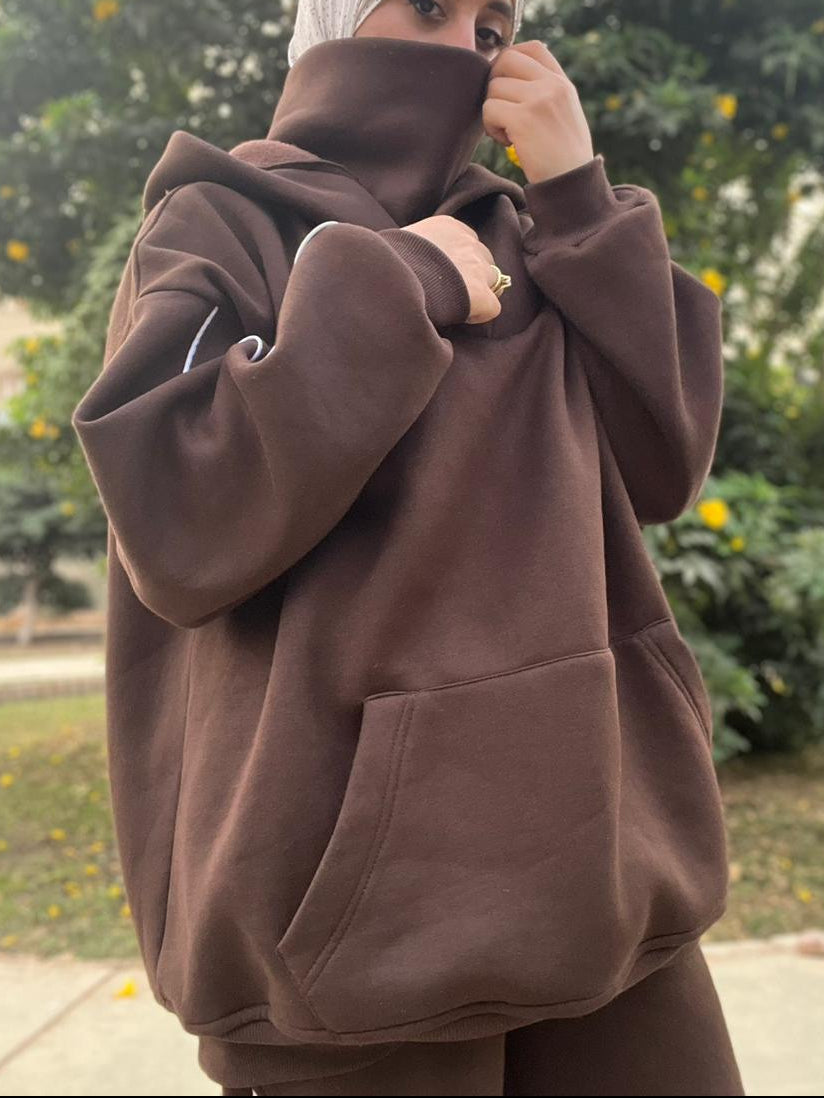 Brown oversized hoodie set