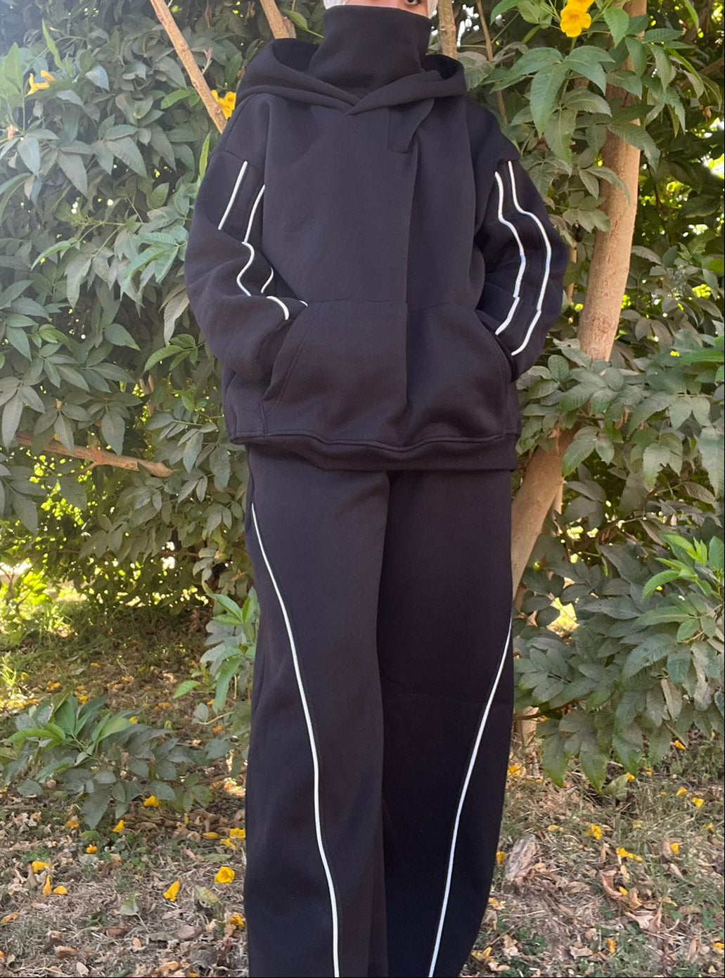 Black oversized hoodie set