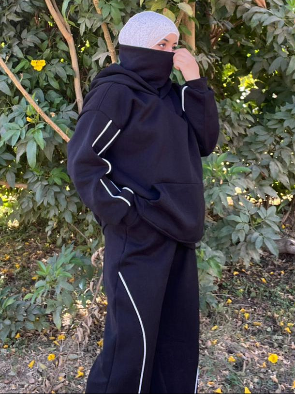 Black oversized hoodie set