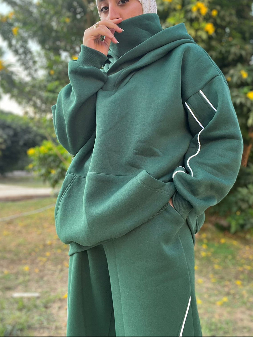 Green Oversized Hoodie Set