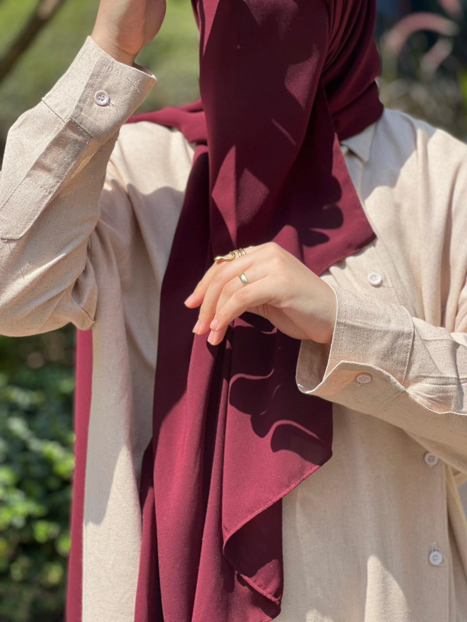 Beige Linen Long Shirt Dress